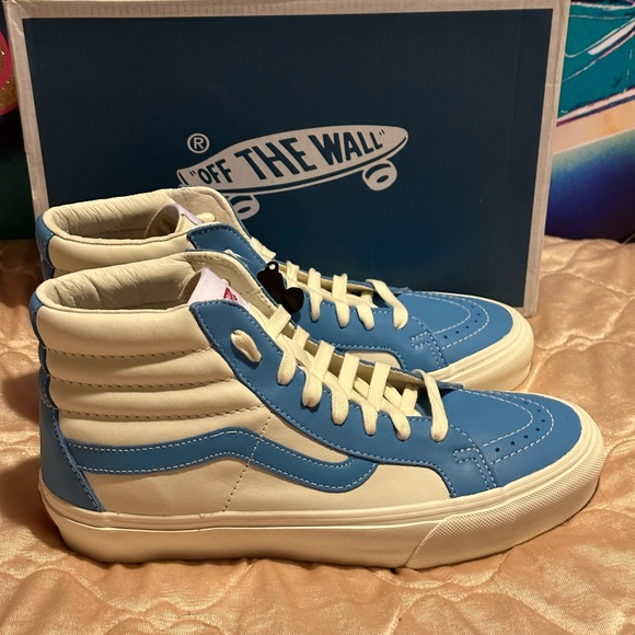VANS VAULT SK8-HI REISSUE VL (BONNIE BLUE / MARSHMALLOW LEATHER) unisex 8m/9.5w - Picture 4 of 8